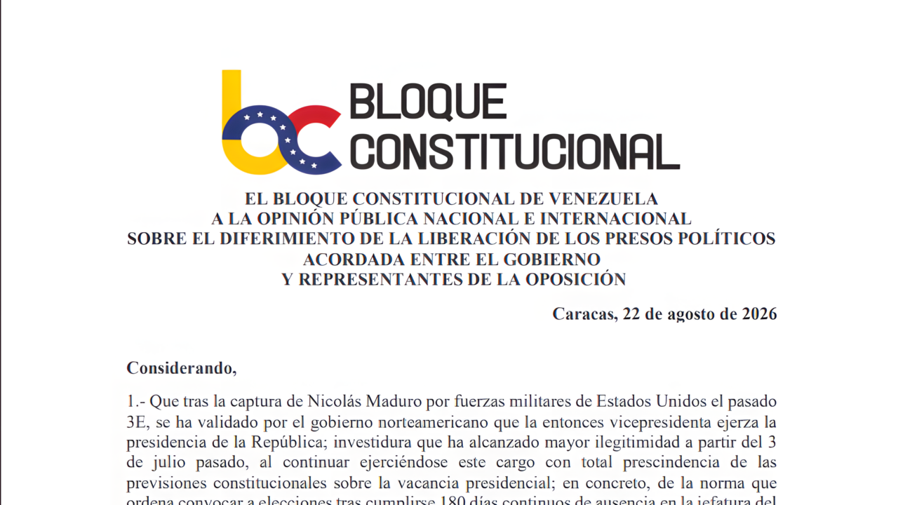 Sobre el diferimiento de la liberación de los presos políticos acordada entre el gobierno y representantes de la oposición