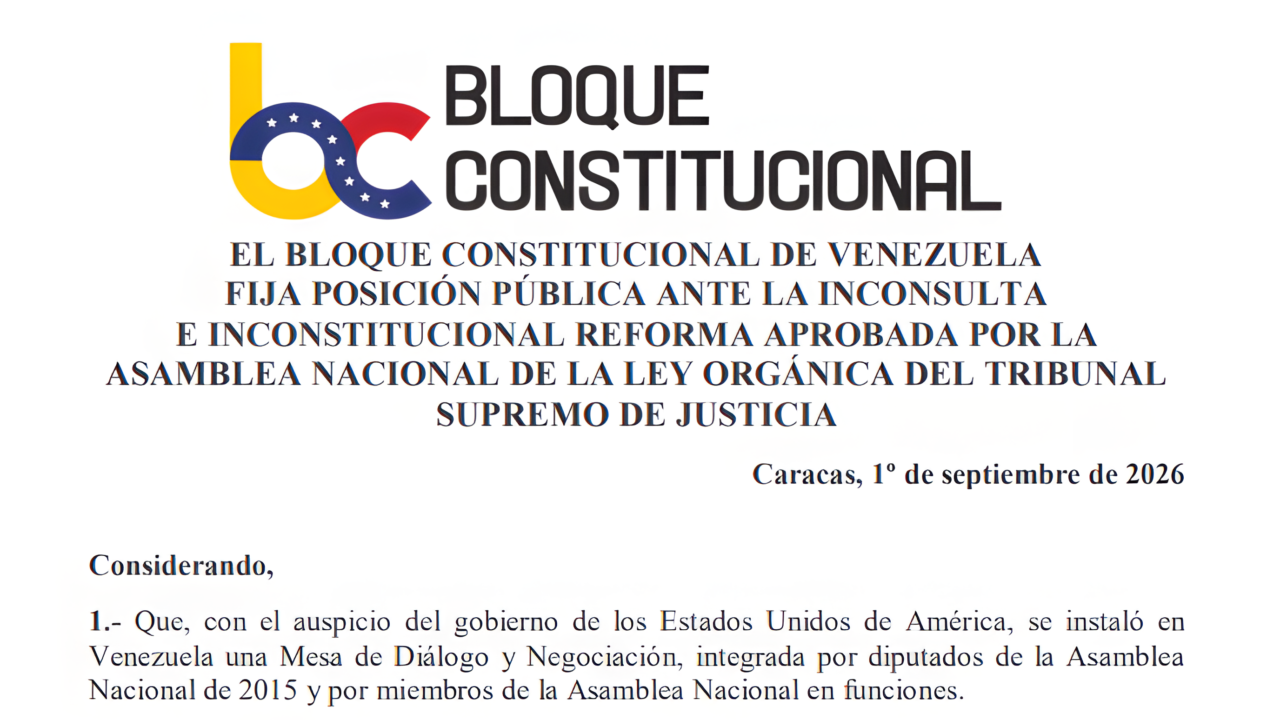 Ante la inconsulta e inconstitucional reforma aprobada por la AN de la Ley Orgánica del Tribunal Supremo de Justicia